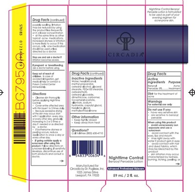 Label  Nighttime Control Benzoyl Peroxide Lotion 2 Oz Bottle